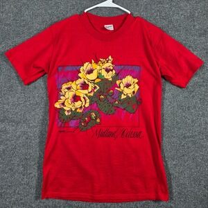 VTG 90s Texas T Shirt Medium Midland Odessa Cactus Flower Single Stitch‎ Stedman